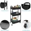 imageMAX Houser 3Tier Rolling Utility Cart with Caster WheelsEasy Assembly for Kitchen Bathroom WhiteBlack