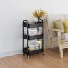 imageMAX Houser 3Tier Rolling Utility Cart with Caster WheelsEasy Assembly for Kitchen Bathroom WhiteBlack
