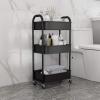 imageMAX Houser 3Tier Rolling Utility Cart with Caster WheelsEasy Assembly for Kitchen Bathroom WhiteBlack