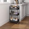 imageMAX Houser 3Tier Rolling Utility Cart with Caster WheelsEasy Assembly for Kitchen Bathroom WhiteBlack