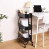 imageMAX Houser 3Tier Rolling Utility Cart with Caster WheelsEasy Assembly for Kitchen Bathroom WhiteBlack1