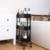 imageMAX Houser 3Tier Rolling Utility Cart with Caster WheelsEasy Assembly for Kitchen Bathroom WhiteBlack1