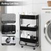 imageMAX Houser 3Tier Rolling Utility Cart with Caster WheelsEasy Assembly for Kitchen Bathroom WhiteBlack1