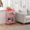imageMAX Houser 3Tier Rolling Utility Cart with Caster WheelsEasy Assembly for Kitchen Bathroom WhitePink