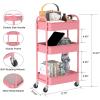 imageMAX Houser 3Tier Rolling Utility Cart with Caster WheelsEasy Assembly for Kitchen Bathroom WhitePink