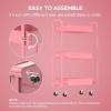 imageMAX Houser 3Tier Rolling Utility Cart with Caster WheelsEasy Assembly for Kitchen Bathroom WhitePink