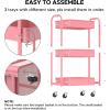 imageMAX Houser 3Tier Rolling Utility Cart with Caster WheelsEasy Assembly for Kitchen Bathroom WhitePink