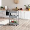 imageMAX Houser 3Tier Rolling Utility Cart with Caster WheelsEasy Assembly for Kitchen Bathroom WhiteSilverygrey