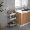 imageMAX Houser 3Tier Rolling Utility Cart with Caster WheelsEasy Assembly for Kitchen Bathroom WhiteSilverygrey