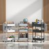 imageMAX Houser 3Tier Rolling Utility Cart with Caster WheelsEasy Assembly for Kitchen Bathroom WhiteSilverygrey