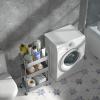 imageMAX Houser 3Tier Rolling Utility Cart with Caster WheelsEasy Assembly for Kitchen Bathroom WhiteSilverygrey
