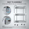 imageMAX Houser 3Tier Rolling Utility Cart with Caster WheelsEasy Assembly for Kitchen Bathroom WhiteSilverygrey