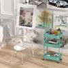 imageMAX Houser 3Tier Rolling Utility Cart with Caster WheelsEasy Assembly for Kitchen Bathroom WhiteTurquoise