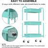 imageMAX Houser 3Tier Rolling Utility Cart with Caster WheelsEasy Assembly for Kitchen Bathroom WhiteTurquoise