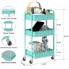 imageMAX Houser 3Tier Rolling Utility Cart with Caster WheelsEasy Assembly for Kitchen Bathroom WhiteTurquoise