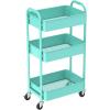 imageMAX Houser 3Tier Rolling Utility Cart with Caster WheelsEasy Assembly for Kitchen Bathroom WhiteTurquoise