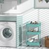 imageMAX Houser 3Tier Rolling Utility Cart with Caster WheelsEasy Assembly for Kitchen Bathroom WhiteTurquoise