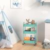 imageMAX Houser 3Tier Rolling Utility Cart with Caster WheelsEasy Assembly for Kitchen Bathroom WhiteTurquoise