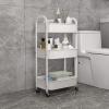 imageMAX Houser 3Tier Rolling Utility Cart with Caster WheelsEasy Assembly for Kitchen Bathroom WhiteWhite