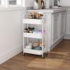 imageMAX Houser 3Tier Rolling Utility Cart with Caster WheelsEasy Assembly for Kitchen Bathroom WhiteWhite
