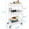 imageMAX Houser 3Tier Rolling Utility Cart with Caster WheelsEasy Assembly for Kitchen Bathroom WhiteWhite