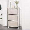 imageMAX Houser Dresser Storage with 3 Drawers Fabric Dresser Tower Vertical Storage Unit for Bedroom Closet Office BlackBeige