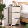 imageMAX Houser Dresser Storage with 3 Drawers Fabric Dresser Tower Vertical Storage Unit for Bedroom Closet Office BlackBeige