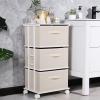 imageMAX Houser Dresser Storage with 3 Drawers Fabric Dresser Tower Vertical Storage Unit for Bedroom Closet Office BlackBeige