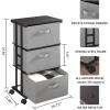 imageMAX Houser Dresser Storage with 3 Drawers Fabric Dresser Tower Vertical Storage Unit for Bedroom Closet Office BlackGrey1