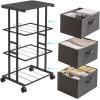 imageMAX Houser Dresser Storage with 3 Drawers Fabric Dresser Tower Vertical Storage Unit for Bedroom Closet Office BlackGrey1