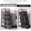 imageMAX Houser Dresser Storage with 3 Drawers Fabric Dresser Tower Vertical Storage Unit for Bedroom Closet Office BlackGrey2