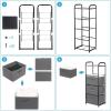 imageMAX Houser Dresser Storage with 3 Drawers Fabric Dresser Tower Vertical Storage Unit for Bedroom Closet Office BlackGrey3
