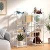 imageMAX Houser Storage Rack with ShelfIndustrial Style Extendable Plant Stand Standing Shelf Units for Kitchen Bathroom OfficeLiving Room Balcony Kitchen Charcoal Gray 3 TierWhite