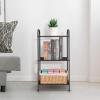imageMAX Houser Storage Rack with ShelfIndustrial Style Extendable Plant Stand Standing Shelf Units for Kitchen Bathroom OfficeLiving Room Balcony Kitchen Charcoal Gray 3 TierGrey