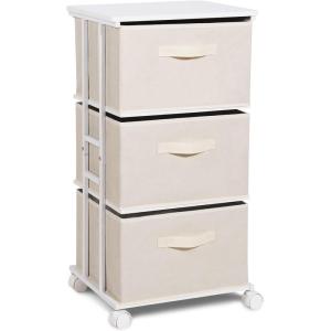 imageMAX Houser Dresser Storage with 3 Drawers Fabric Dresser Tower Vertical Storage Unit for Bedroom Closet Office BlackBeige