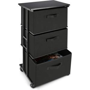 imageMAX Houser Dresser Storage with 3 Drawers Fabric Dresser Tower Vertical Storage Unit for Bedroom Closet Office BlackBlack5