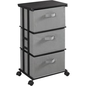 imageMAX Houser Dresser Storage with 3 Drawers Fabric Dresser Tower Vertical Storage Unit for Bedroom Closet Office BlackGrey1