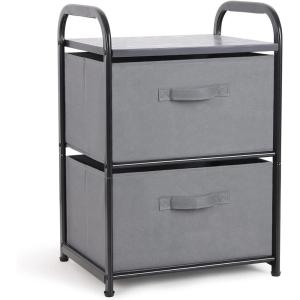 imageMAX Houser Dresser Storage with 3 Drawers Fabric Dresser Tower Vertical Storage Unit for Bedroom Closet Office BlackGrey4