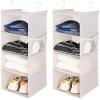 imageMAX Houser 4Shelf Over The Door Hanging Organizer with 2 Metal Hooks4 Pocket Over The Door Wall Mount Storage with Clear Windows for Baby Nursery Bathroom ClosetBedroomDormDiapersKids ToysGrayBeige