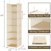 imageMAX Houser 6 Tier Shelf Hanging Closet Organizer Closet Hanging Shelf with 2 Sturdy Hooks for Storage Foldable GreyBeige