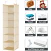 imageMAX Houser 6 Tier Shelf Hanging Closet Organizer Closet Hanging Shelf with 2 Sturdy Hooks for Storage Foldable GreyBeige
