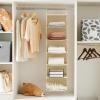 imageMAX Houser 6 Tier Shelf Hanging Closet Organizer Closet Hanging Shelf with 2 Sturdy Hooks for Storage Foldable GreyBeige