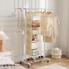 imageMAX Houser 6 Tier Shelf Hanging Closet Organizer Closet Hanging Shelf with 2 Sturdy Hooks for Storage Foldable GreyBeige