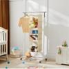 imageMAX Houser 6 Tier Shelf Hanging Closet Organizer Closet Hanging Shelf with 2 Sturdy Hooks for Storage Foldable GreyBeige