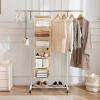 imageMAX Houser 6 Tier Shelf Hanging Closet Organizer Closet Hanging Shelf with 2 Sturdy Hooks for Storage Foldable GreyBeige2
