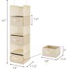imageMAX Houser 6 Tier Shelf Hanging Closet Organizer Closet Hanging Shelf with 2 Sturdy Hooks for Storage Foldable GreyBeiged3