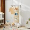 imageMAX Houser 6 Tier Shelf Hanging Closet Organizer Closet Hanging Shelf with 2 Sturdy Hooks for Storage Foldable GreyBeiged3