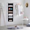 imageMAX Houser 6 Tier Shelf Hanging Closet Organizer Closet Hanging Shelf with 2 Sturdy Hooks for Storage Foldable GreyBlack