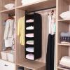 imageMAX Houser 6 Tier Shelf Hanging Closet Organizer Closet Hanging Shelf with 2 Sturdy Hooks for Storage Foldable GreyBlack