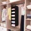 imageMAX Houser 6 Tier Shelf Hanging Closet Organizer Closet Hanging Shelf with 2 Sturdy Hooks for Storage Foldable GreyBlack2